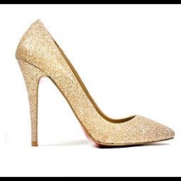 H by Halston Stella Gold Glitter pumps, never worn - Picture 5 of 5